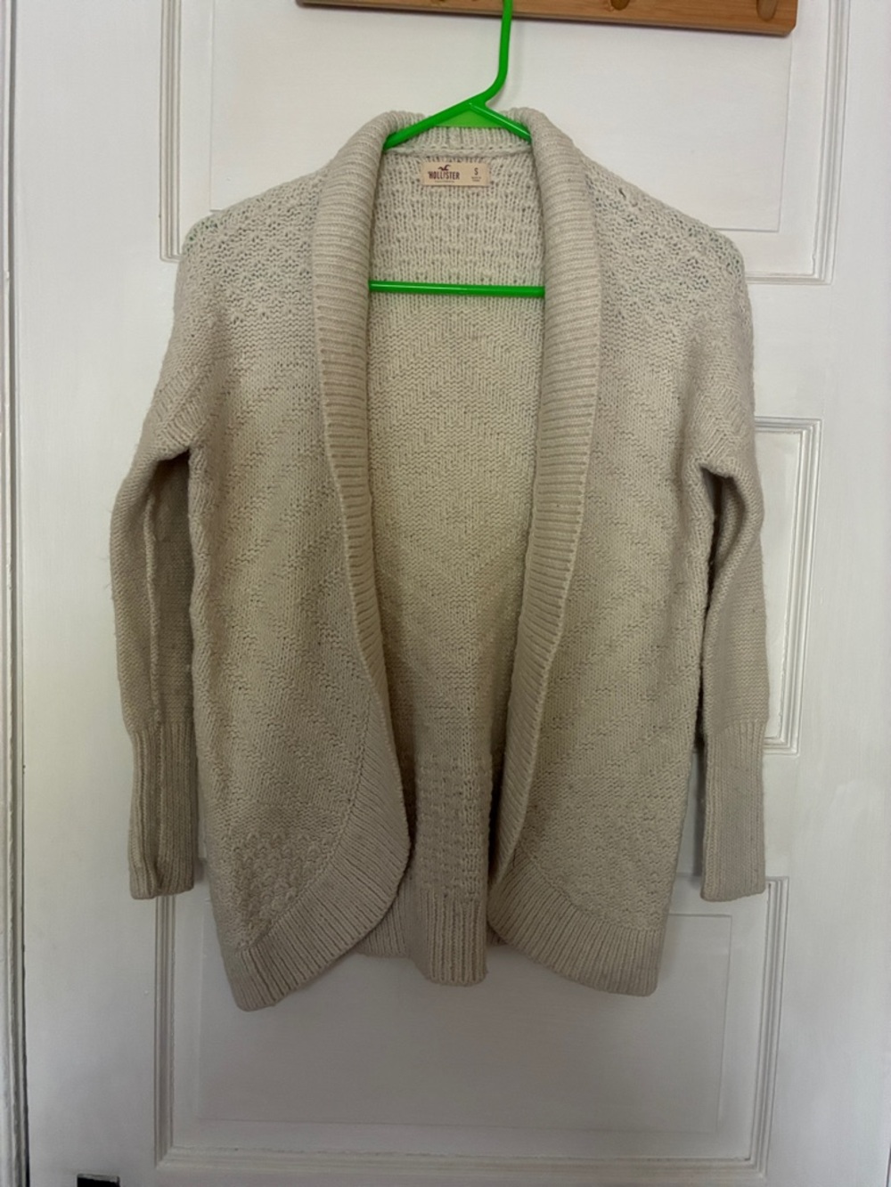 Hollister Cream Open-Front Shawl Collar Cardigan